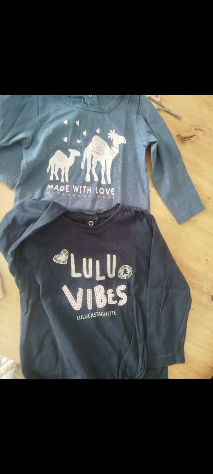 #kytie18moisfille. 2 Tee shirt manches longues taille 18 mois - photo numéro 1