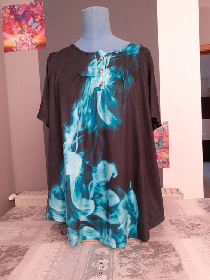 T shirt noir et vert turquoise Taille 3XL