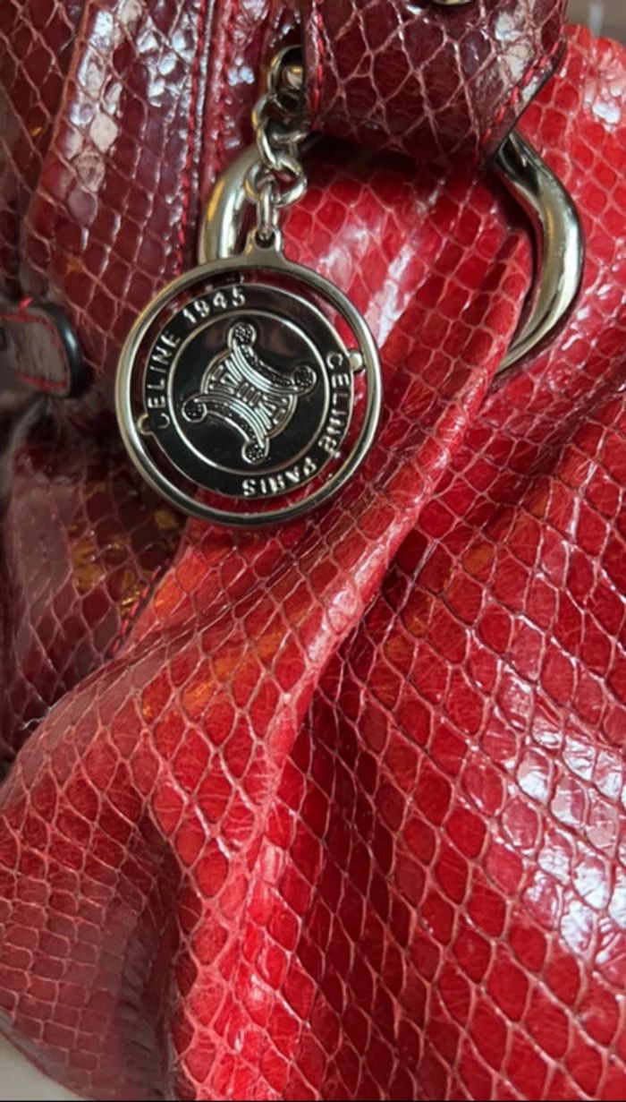 Sac Céline "Pillow Small" Ruby – Très bon état – Cuir verni effet reptile - photo numéro 5
