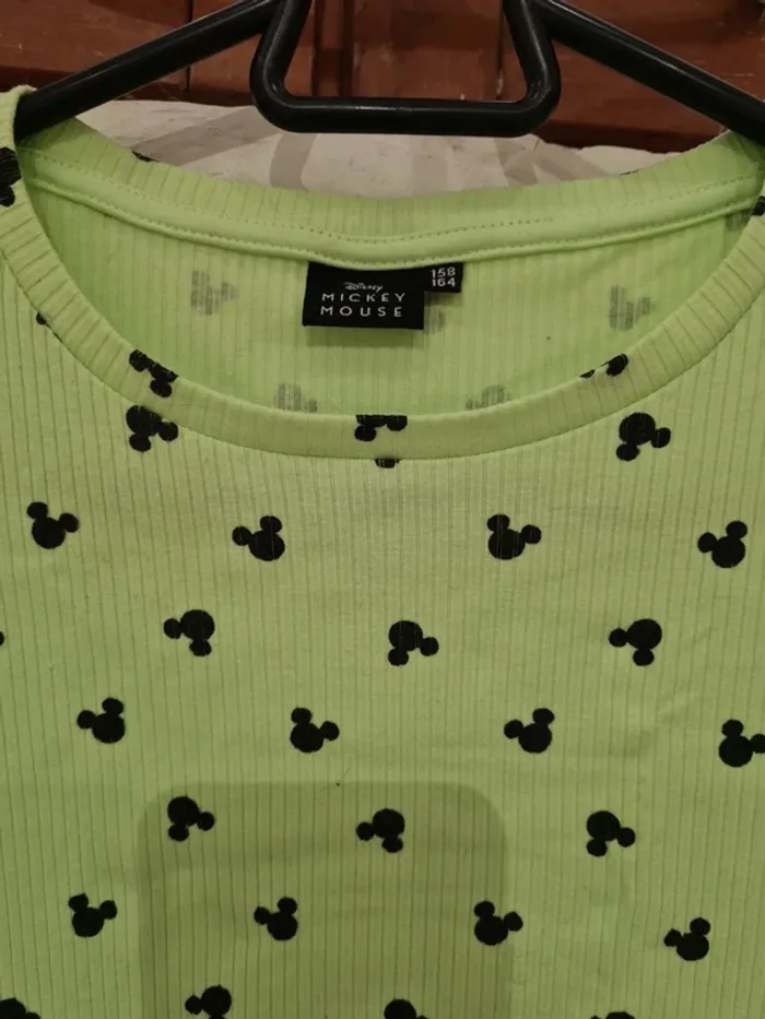 T-shirt manches longues jaune fluo Mickey - photo numéro 2