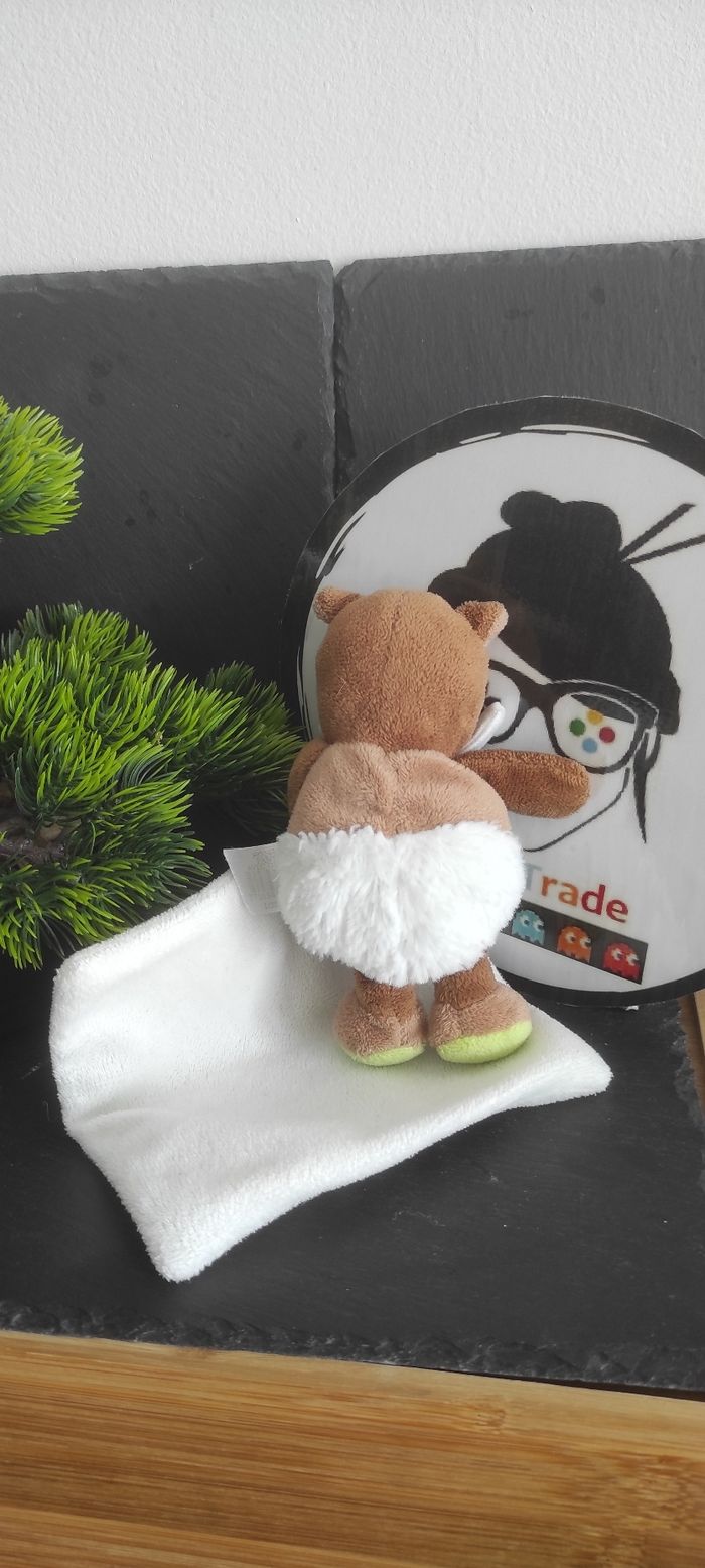 doudou ours marmotte histoire d'ourse blanc marron flocon ho249gr vert phosphorescent - photo numéro 2