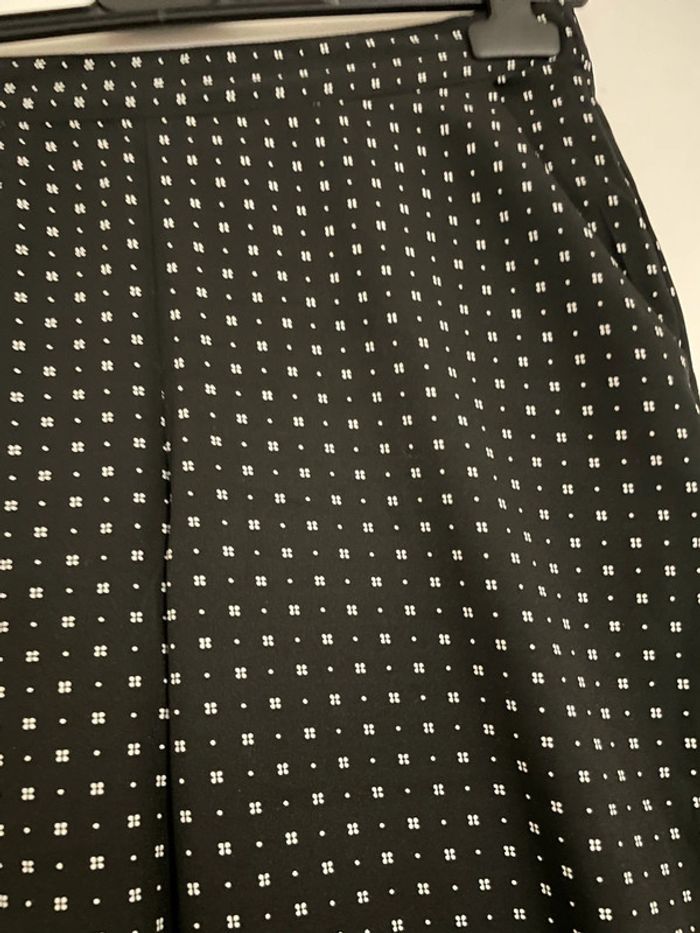Pantalon fluide taille haute élastique coupe carotte noir à motifs blanc Tex taille XS - photo numéro 4
