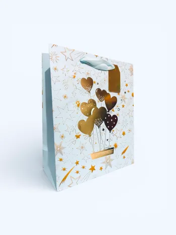 Sac cadeau « Joyeux anniversaire » bleu motif ballon étoile 26 x 32 x 12,5 cm Neuf