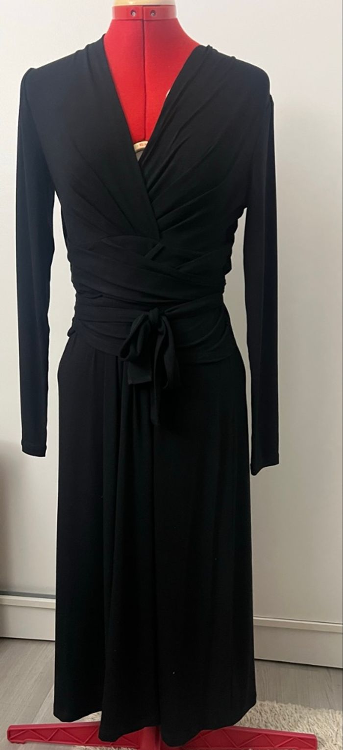Robe drapée manches longues noire Cabi