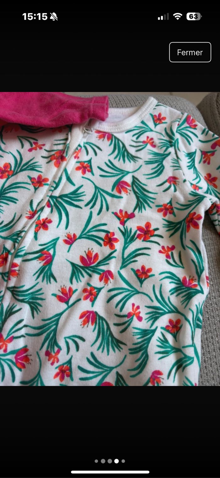 Lot 3 pyjamas Kiabi bébé fille 1 mois - photo numéro 5