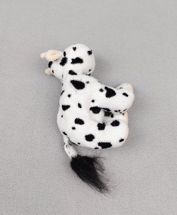 Peluche doudou petite vache blanc noir beige éponge 20 cm - photo numéro 3
