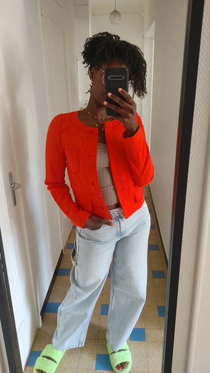 Magnifique veste courte orange - photo numéro 2
