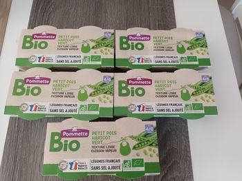 Lot Repas bébé petits pois haricots vert sans sel ajouté