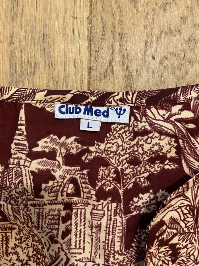 Blouse manches 3/4 bordeaux à motif tropicaux taille L - photo numéro 4