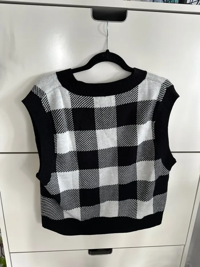 Pull sans manche noir et blanc - h&m neuf - photo numéro 4