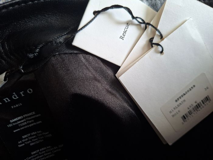 Pantalon cuir Agneau SANDRO noir neuf 36 plus 34 - photo numéro 2