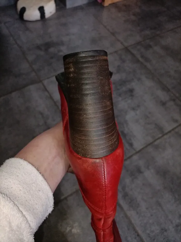 Bottes rouge cuir véritable - photo numéro 4