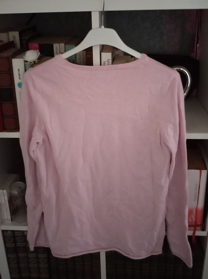 Pull rose avec écritures gris pailleté 100% coton comme neuf - photo numéro 5