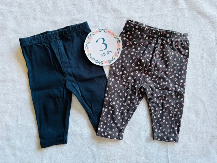 🌸 Lot de 2 leggings fille - Z - 3 mois 🌸