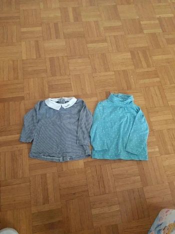 Lot 2 t-shirts manches longues 18 mois