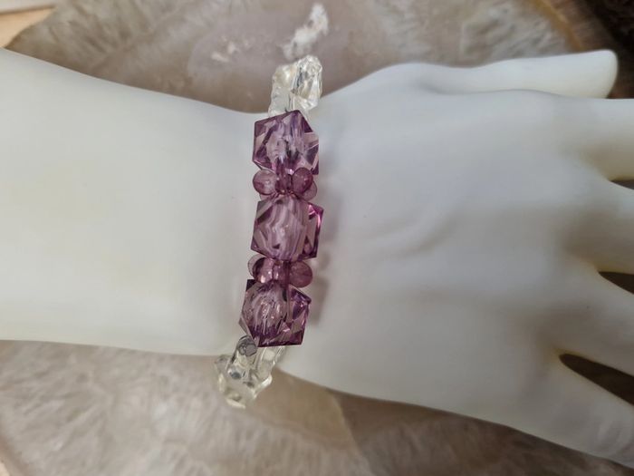 Bracelet Perles Blanches Nacrées Violet Transparent - photo numéro 14