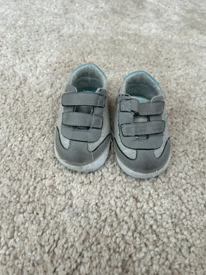 Paire de chaussures type Baskets à scratchs grises mixtes - 6/12 mois - Obaibi - photo numéro 2