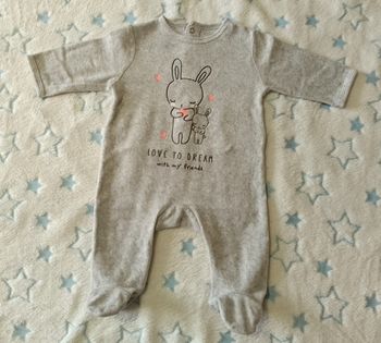 Pyjama bébé Kiabi 3 mois – Gris clair motif lapin