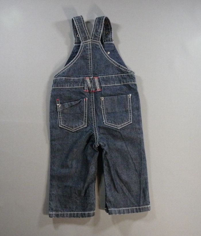 Salopette longue denim jean bleu foncé Vertbaudet 6 mois 68 cm garçon - photo numéro 3