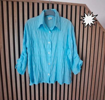 Chemise bleue  tissu gaufré vintage T 40