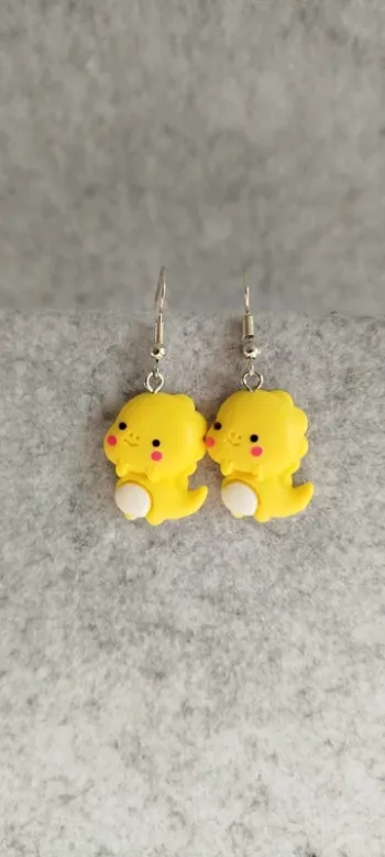🍄 Boucles d’oreilles ▪ dinosaure kawaii jaune