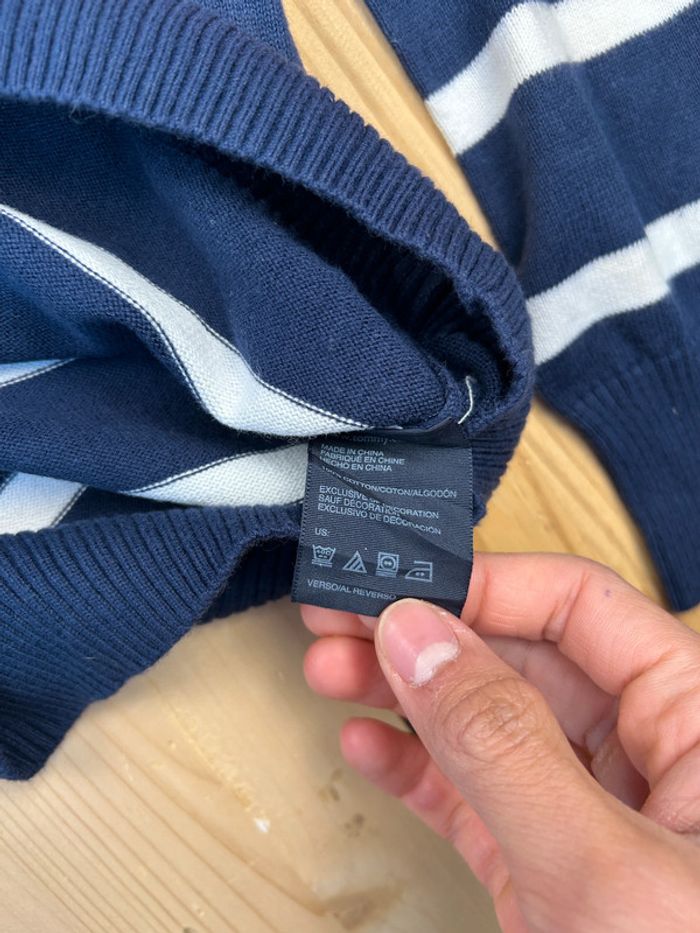 Pull Tommy Hilfiger Enfant M (12-14 ans) Marine Rayé Blanc - Très Bon État - Léger Défaut ST053 - photo numéro 6