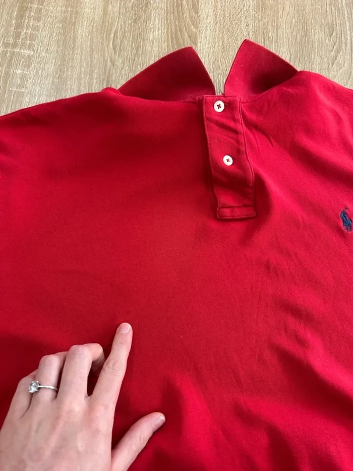 Polo homme Ralph Lauren à col rouge logo brodé bleu taille L taille XL - photo numéro 12