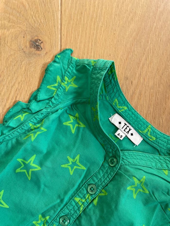 Robe légère verte étoiles - Tex - 4/5ans - photo numéro 3