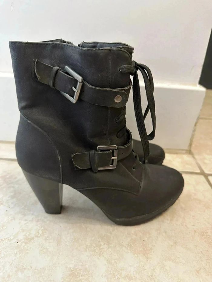 Bottines à talons femme taille 38 noir - photo numéro 4