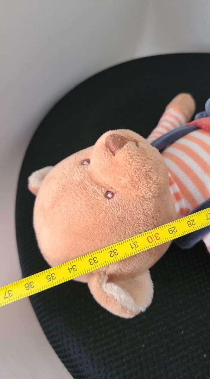 Doudou ours Mavi bleu tout doux avec son pantalon court en velours bleu par Bukowski. - photo numéro 2