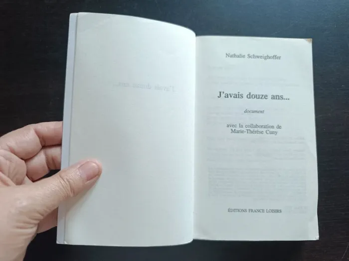 Livre J'AVAIS DOUZE ANS... - Nathalie Schweighoffer - photo numéro 2