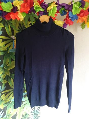 Pull col roulé marine