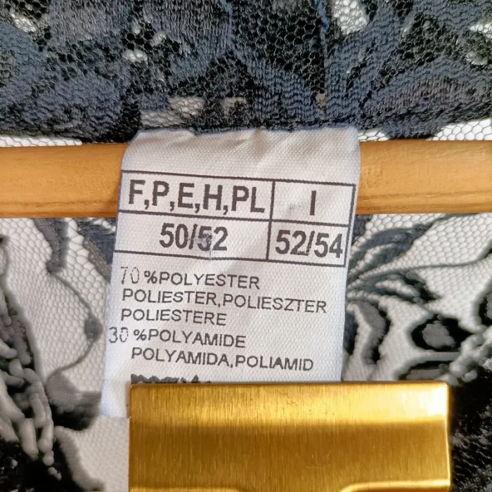 Chemise transparente dentelle noire fleurie manches longues grande taille 50/52 A1419 - photo numéro 6