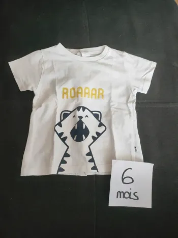 Tee shirt blanc garçon 6 mois Obaïbi