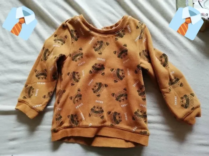 Pull Orange à Manches Longues avec Motif Renard - Taille 18 Mois