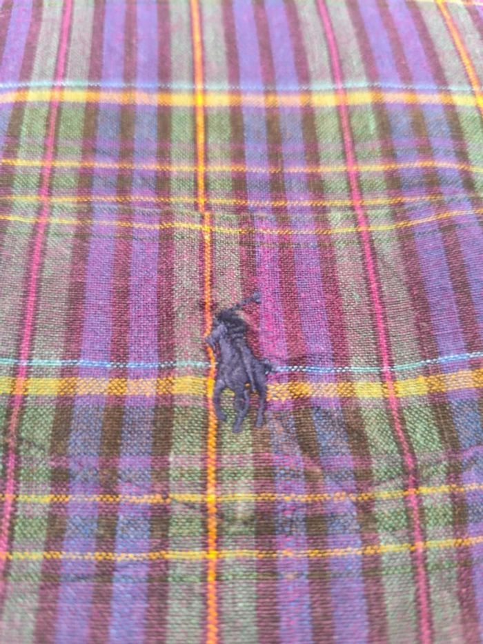 Chemise à carreaux - Ralph Lauren - Tilden - Logo brodé violet - Violet, vert - Taille S - photo numéro 7