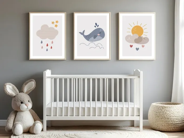 Affiches “Nuages & Baleine Douce” pour chambre enfant - photo numéro 3