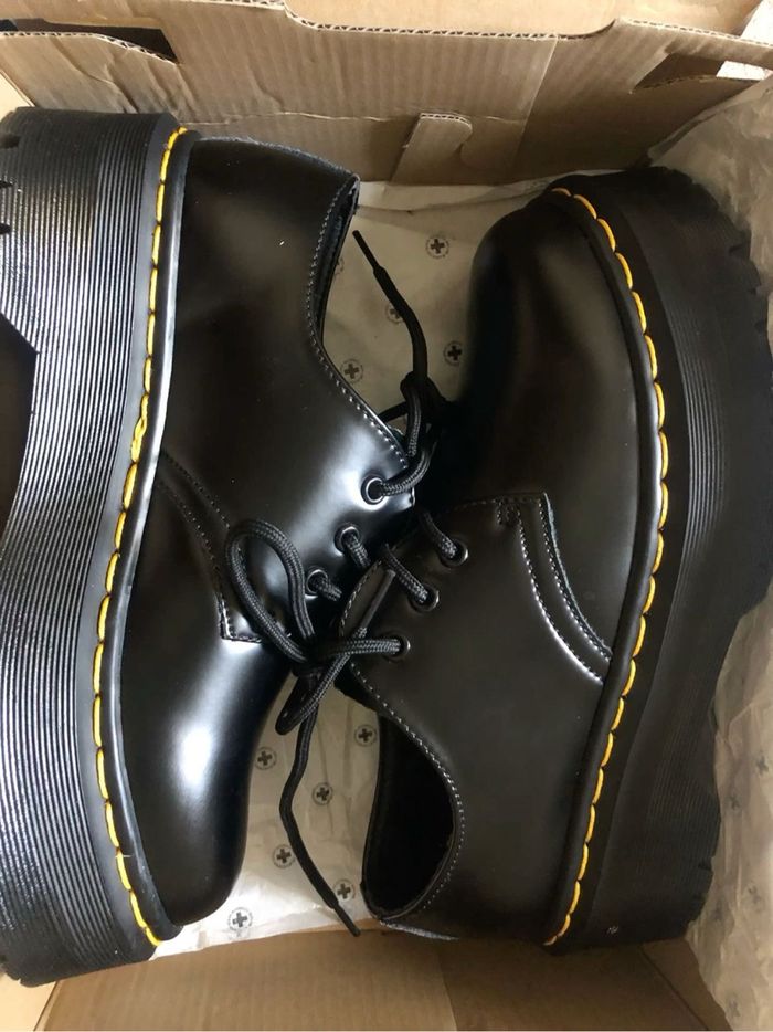 Dr. Martens 1461 Quad Polished Smooth Platform Oxfords Black - photo numéro 2