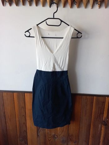 Robe bi-matière bleu/blanc