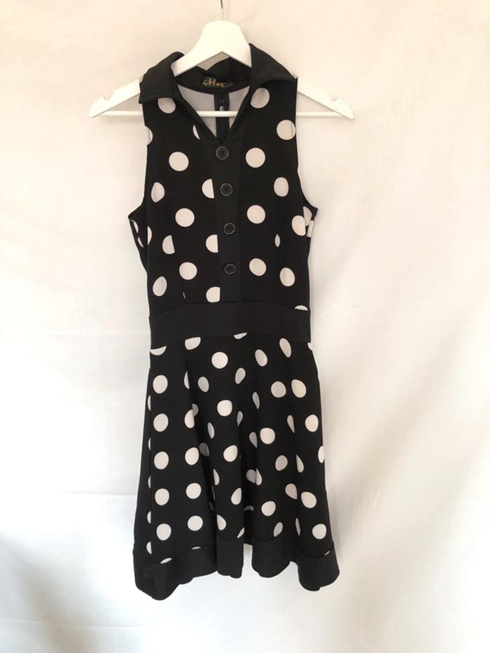 Robe sans manches noire à pois style vintage iHot taille 34 36 comme neuve - photo numéro 9