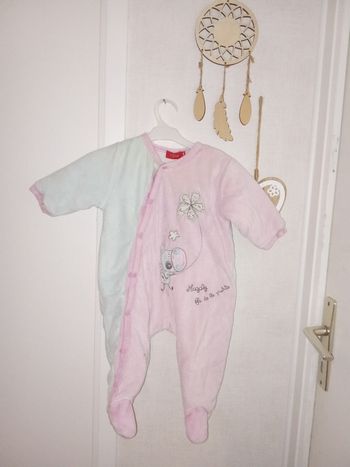 Pyjama bébé fille  velour, hiver 6 mois, tissaia motif