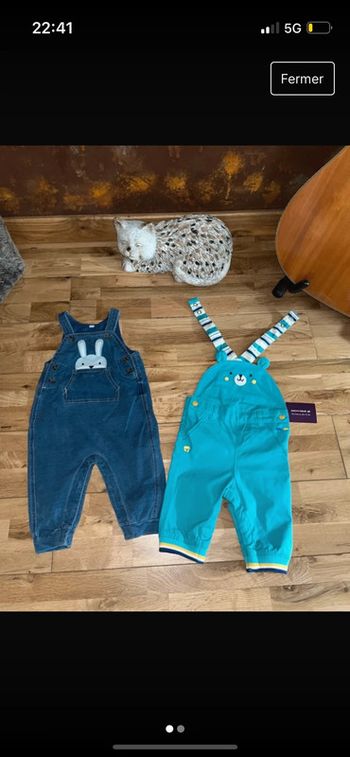 Lot de 2 salopettes sergent major neuve 6 mois/68 cm