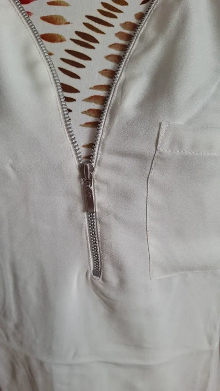 Blouse doublée blanc cassé manche 3/4 kiabi 38 - photo numéro 2