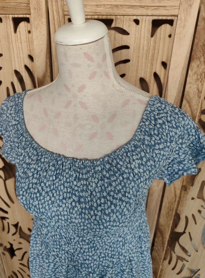 Robe midi fleurie bleu ciel  Taille unique - photo numéro 3