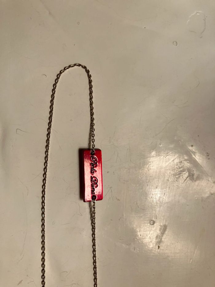 Chaîne argentée Perla Duna plaque métal vernis rouge simple de cheville ou double pour poignet fin - photo numéro 3