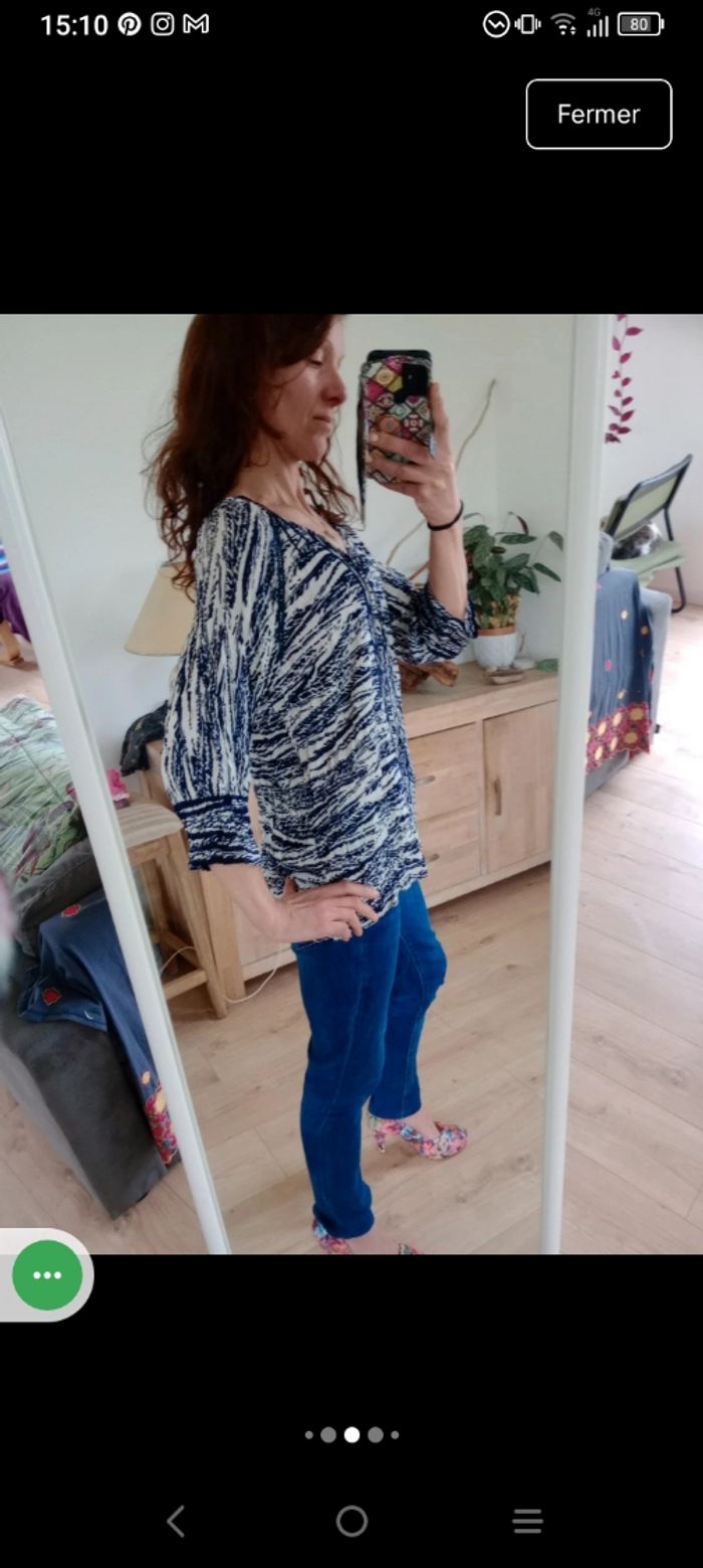 Tunique fluide 48 motifs bleu et blanc c78 - photo numéro 4