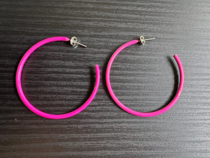 Boucles d’oreilles créoles roses claire’s - photo numéro 2