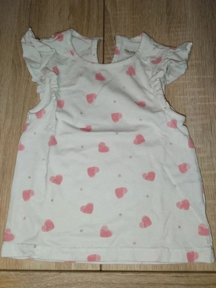 Robe blanche coeur  rose 23mois