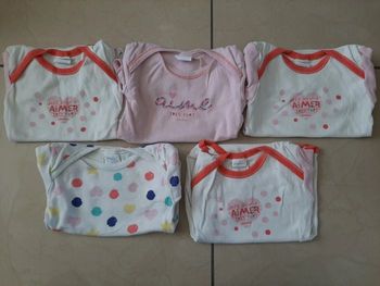 Lot de 5 bodys manches courtes fille 2 ans