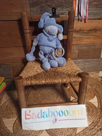 Peluche ours Macaron bleu lavande doudou et compagnie tbe
